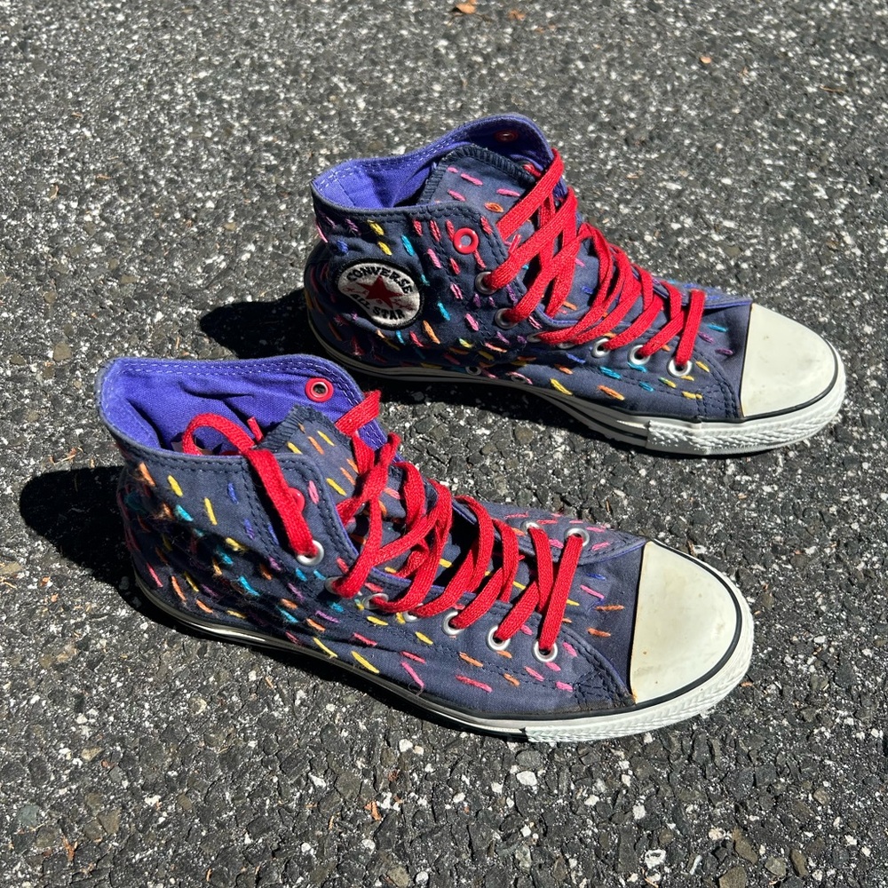 Converse High-Tops with Red and Blue Accents